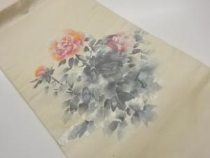 作家物　金彩螺鈿手描き薔薇模様名古屋帯